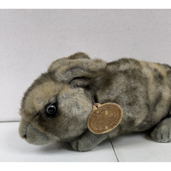 Vintage 1996 Classic Aurora Plush Realistic Rabbit 16" Harlequin Blue Eyes - Picture 1 of 8